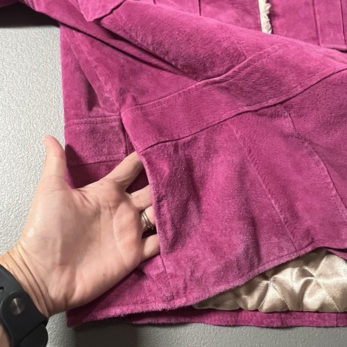 Wilsons Leather Maxima Jacket Womens Lg Barbie Pink Motorcycle Cafe Racer Coat - Picture 6 of 12
