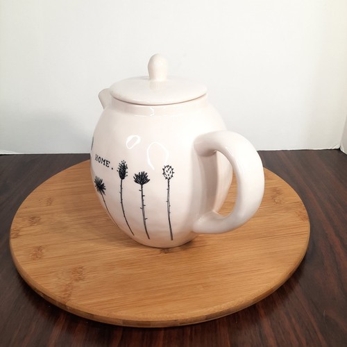 Rae Dunn Home Teapot Magenta M Stamp White Black Early Vintage Tea Pot RARE HTF - Picture 3 of 13