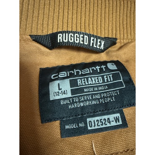 Carhartt Kids Tan Rugged Flex Relaxed Fit Zip Bomber Coat Jacket Size L 12 Years - Picture 3 of 4