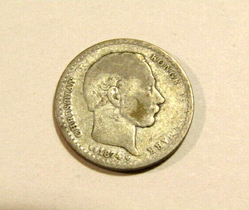 Dänemark 1874 25 Öre Silber alte Münze - Bild 2 von 5