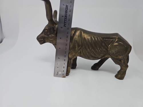 Massive Messing Longhorn Figur Skulptur Statue Börse Ranch Bauernhof Vintage - Bild 10 von 12