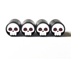 White Skull I'm Dead Tire Valve Caps - Black Aluminum - Set of Four - Universal