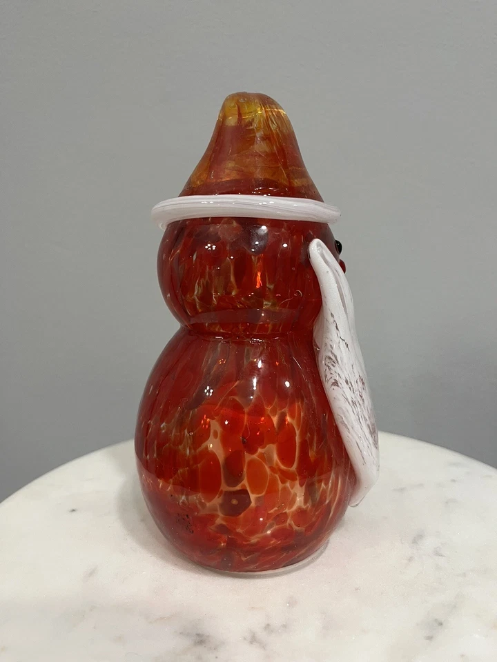 Pair of Murano Style Art Glass Santa Gnome Flameless LED Christmas Luminaries - Image 4 of 4