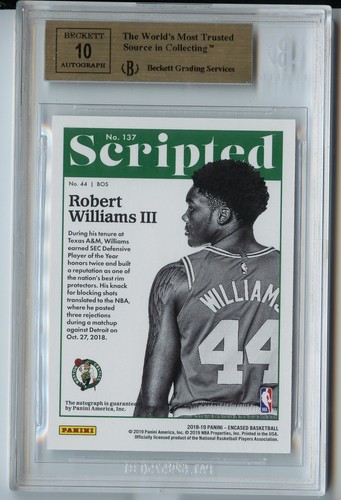 ROBERT WILLIAMS 2018-19 Panini Encased Rookie AUTO 42/75 BGS GEM MINT 9.5/10 RC - Picture 2 of 2