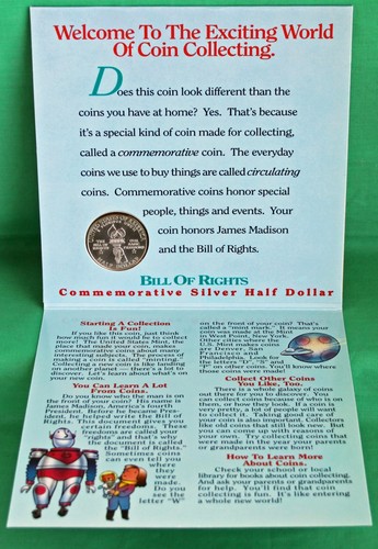 1993 Bill Of Rights Madison Half Dollar Coin Young Collector US Mint 50c - Picture 4 of 4