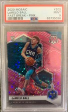 2020-21 Panini Mosaic LaMelo Ball Fast Break Pink Disco RC PSA 9 Jersey # 02/20