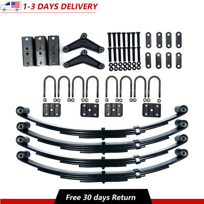 Tandem Trailer Axle  Spring Kit 4 Leaf Springs For 7000lbs U-bolt+Hanger Kit