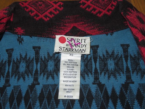 SPIRIT SANDY STARKMAN Arte Portátil PATCHWORK Botones BoHo GABARDINA Chaqueta XS - Imagen 3 de 7