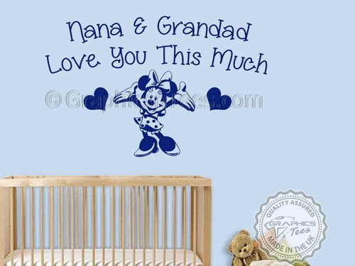 Nursery Wall Sticker, Minnie Mouse Sticker Nana & Grandad Bedroom Wall Quote - Picture 3 of 14
