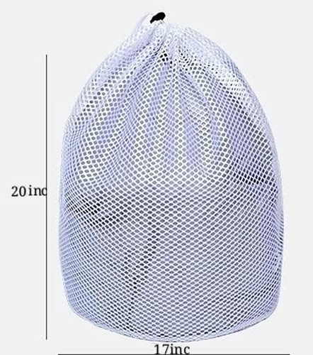 Small Commercial Mesh Laundry Bag with Handle and Drawstring for Dormitory, Trav - Picture 2 of 5