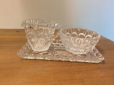 Vintage 3 Piece Set Sugar Bowl Creamer and Tray