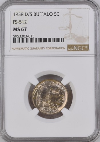 Buffalo Nickel 1938-D/S, NGC MS-67! FS-512. Absolutely Stunning Coin!!! - Picture 8 of 9