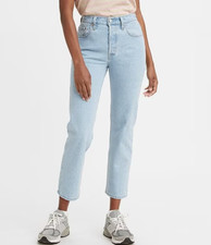 Levi  s 501 Original Button Front Cropped Women's 31x26 Jeans Light Wash NEW