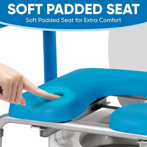 Asiento De Inodoro Elevado Con Asas Y Altura Y Ancho Ajustables (Azul) NUEVO US - Picture 5 of 8