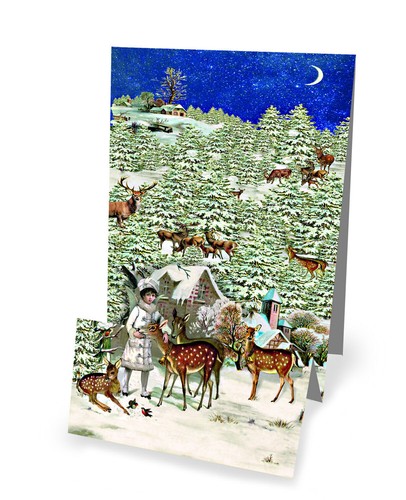 Christmas Panorama folded pop up advent calendar cards traditional german design - Picture 4 of 5