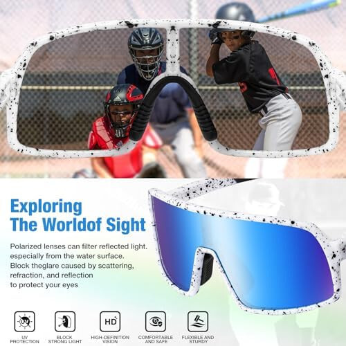 RIVBOS Jugend Baseball Sonnenbrille Polarisiert UV-Schutz Fahrradbrille RYS009 - Bild 3 von 6