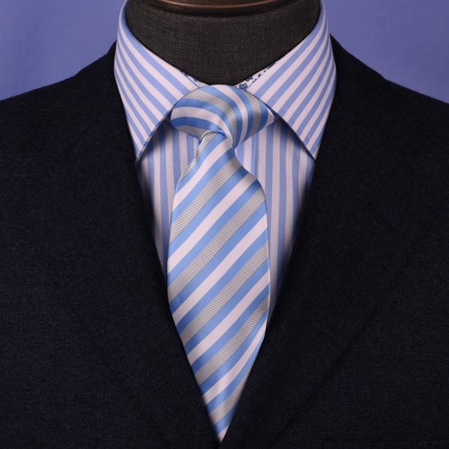 Blue Stripe UK Regimental Striped Tie 8cm Air Force Specialty Dot Woven Necktie - Picture 5 of 9