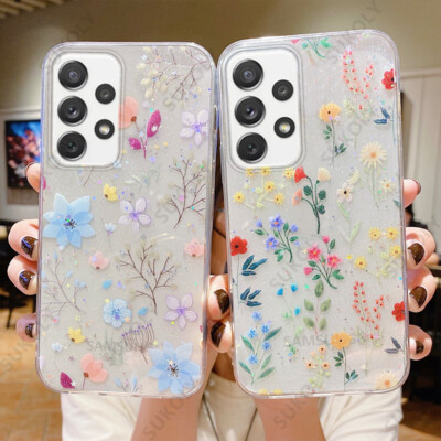 For Samsung S23 S22 Ultra S21 S24 S20 FE A13 Flower Clear Soft Phone Case Cover