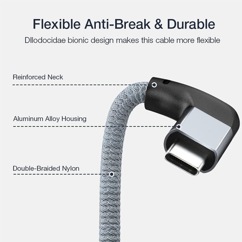 UseBean Right Angle USB C Extension Cable 0.6FT, 90 Degree USB-C BLACK - Photo 4/7