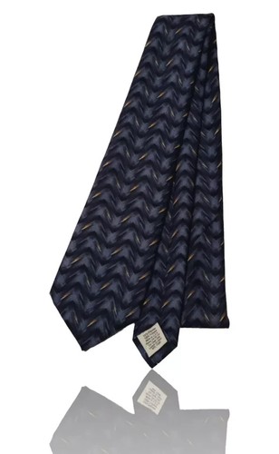 City Streets Necktie, 3" X 48" Short, Blue, Navy And Yellow, Geometric. OB-1 - Picture 3 of 6