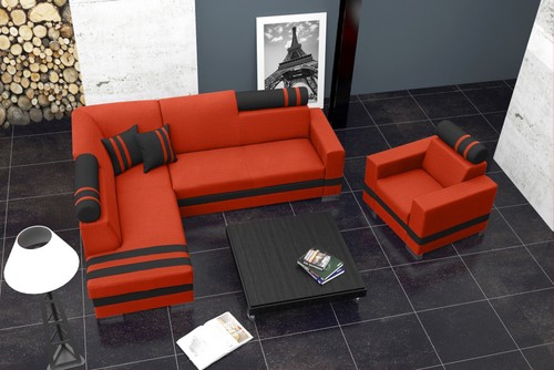 Sofa Schlafsofa Designer Sofa mit Bettfunktion + Bettkasten Ecksofa Couch NEU - Bild 3 von 12