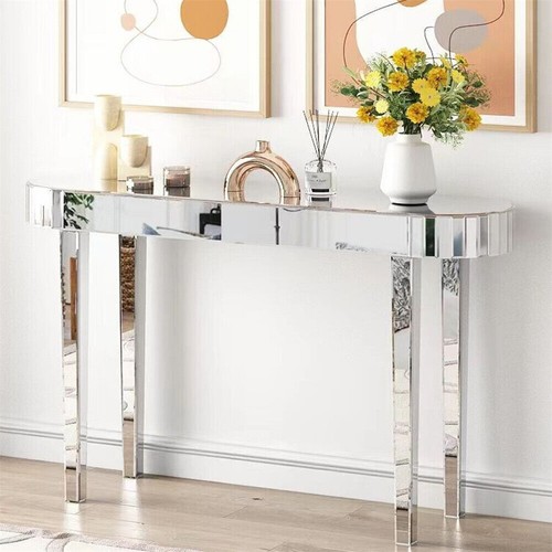 Glam Mirrored Console Table Silver Entryway Hall Table Vanity Table Furniture AU - Picture 5 of 14