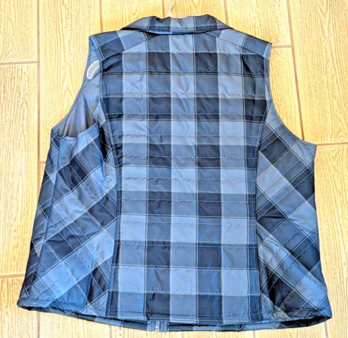 CJ Banks Womens 2X Vest Blue Plaid Quilted Lightweight Pockets New with Tags - Picture 2 of 3