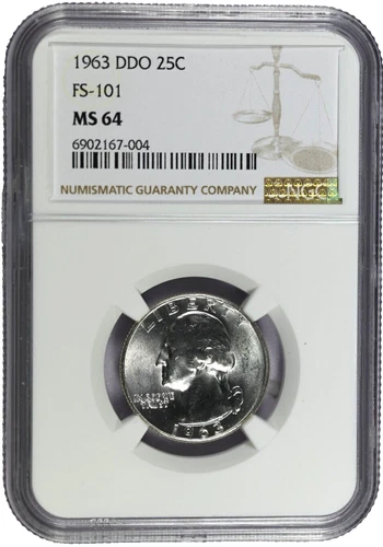 1963 NGC MS64 DDO FS-101 Washington Quarter-Nice IN GOD WE TRUST Doubling