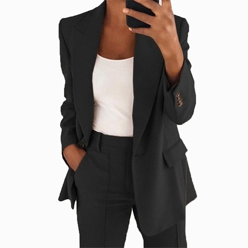 Damen Frauen Langarm Blazer Anzug Arbeit Formell Mantel Jacke Übergröße UK 6-22 - Bild 8 von 11