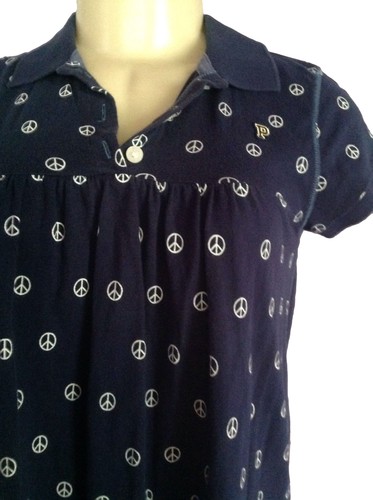 Victoria's Secret PINK Navy Cotton Cap Sleeve Casual Peace Blouse RegularTop XS - Picture 4 of 6