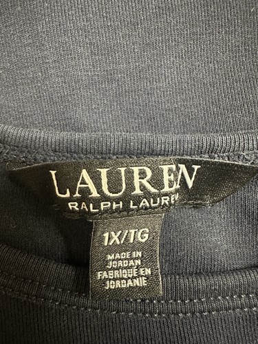 Camiseta básica negra manga corta algodón elástico Lauren Ralph Lauren para mujer 1X - Imagen 5 de 6
