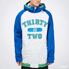 ThirtyTwo Sesh Jacket Mens Snowboard Ski 8k Waterproof Shell Coat Blue White M