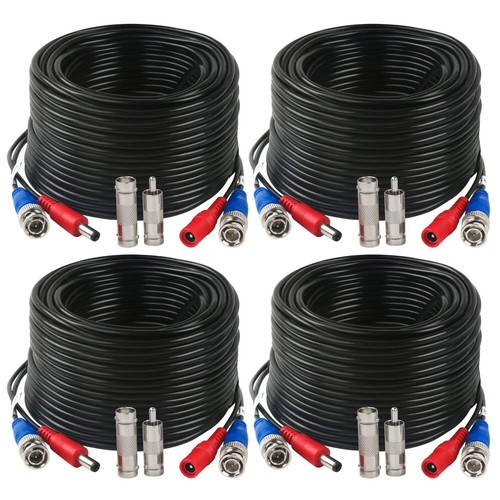 150ft BNC Video Power Cable Set - 4 Pack for Home & Business Security Cameras - Picture 3 of 9