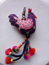 Cute purple chicken flower key chain, Christmas gift, handmade.