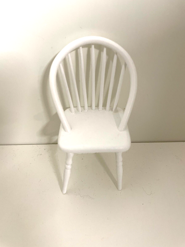 Dolls House Chair Spindle Back White Kitchen Furniture Miniature 1:12th Scale - Picture 6 of 8