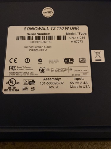 Sonicwall TZ170 APL14-034 Wireless UNR - Afbeelding 1 van 3