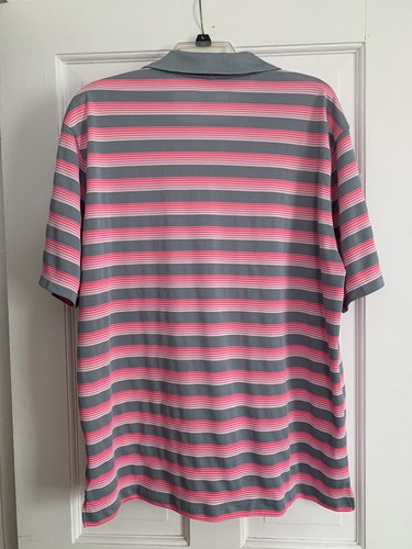 Nike Golf Tour Performance Dri-Fit Polo Shirt SS Gray Pink Striped Mens sz L - Picture 5 of 5