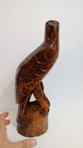 Hand Carved Wood Eagle Statue Sculpture Bird Vintage Wooden Figurine 15" In Tall - Video 1 of 1