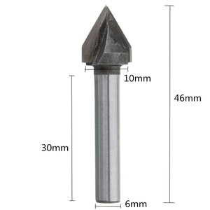 V Groove Carbide Bit CNC 60 Degree 6x10mm Router Carving Tool Woodworking Cutter