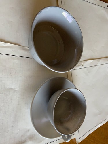 Vintage Hazel Atlas Gray Cup and Saucer Set And Small Bowl Used - Picture 11 of 11