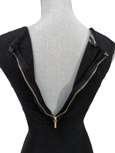 Bebe Bandage Mini Dress Womens XS Black Cap Sleeve V Neck Club Date Night Out - Picture 5 of 9