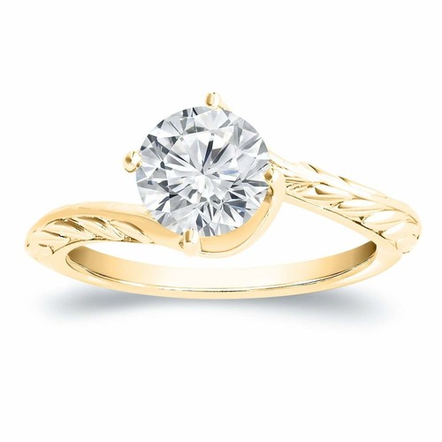 2CT Simulated Diamond Solitaire Engagement Wedding Promise Ring 14K Gold-Plated - Picture 3 of 6