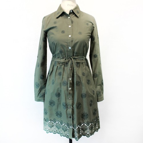 Diane von Furstenberg Ivanka Mini Shirtdress Floral Embroidered Dress Size 0 - 第 2/10 張圖片