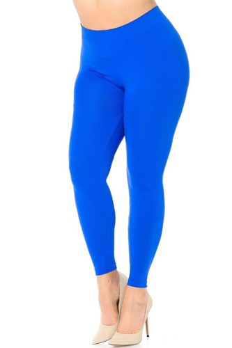 One Size Fits 14-22 Plus Size Nylon Spandex Leggings in 9 Different Colors - Picture 8 of 17