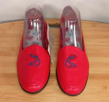 Keds Grasshoppers x Red Hat Society Loafers Sz 8.5 Wide Red Leather Slip On NWT