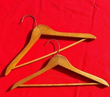 2 Vintage Wood SUIT Hangers MATCHED SIZE  SHAPE H4B