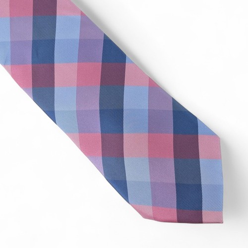Tommy Hilfiger Men's Buffalo Tartan Plaid Tie Necktie Classic 3" Silk Blend Pink - Picture 2 of 5