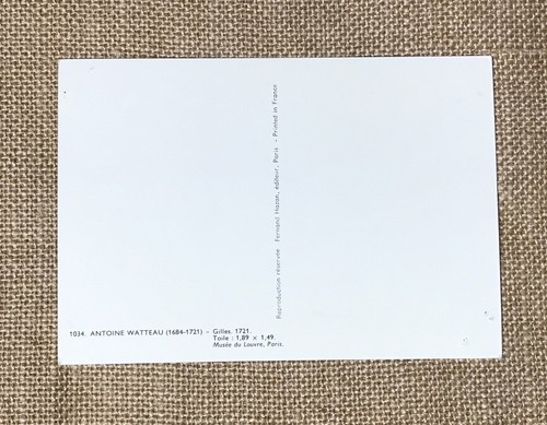 Vintage Pierrot By Antoine Watteau Art Postcard Framable Junk Journaling - Picture 3 of 4