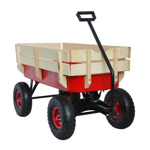 Outdoor Sportwagen Werkzeugwagen Holz Seitenteile Luftreifen Wagen rot - Bild 12 von 20
