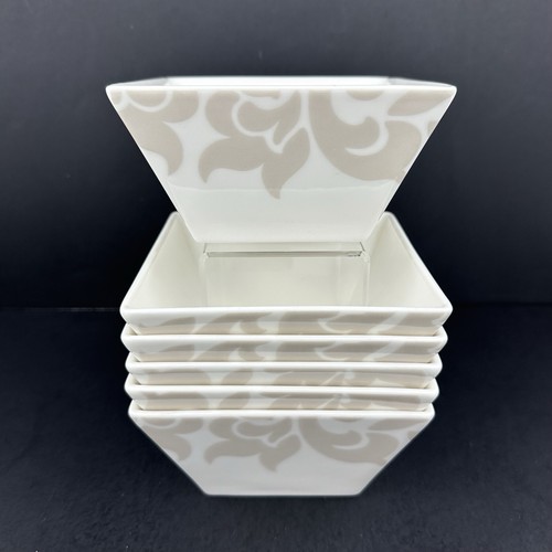 Martha Stewart LISBON GREY Square Cereal Bowls (6) Floral Scrolls Superior Cond. - Picture 12 of 12